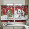 thumbnail image 5 of Red Christmas Sheer Curtains 45 Inch Length 2 Panels Set, Semi Transparent Voile Rod Pocket Curtains for Living Dining Room Bedroom Drapes Xmas Tree Snowman Bear Snowfall Plaid, 5 of 8