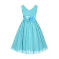 thumbnail image 3 of DPOIS Kids Flower Girls Elegant Sleeveless Wedding Party Formal Dress Blue 2, 3 of 7