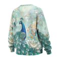 thumbnail image 4 of Xoenoiee Peacock Butterfly Flower Print Graphic Sweatshirts for Women Crewneck Long Sleeve Pullover Y2K Tops with Pockets 2025 Fall Casual Cute Clothes, Size 2XL, 4 of 7