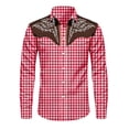 thumbnail image 3 of Kiijoy Boy Western Cowboy Shirt Vintage Button Down Long Sleeve Shirt Top, Red, 9-10 Years, 3 of 3