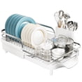 thumbnail image 7 of Expandable Stainless Steel Dish Drying Rack with Drainboard and Utensil Holder, White, 7 of 7