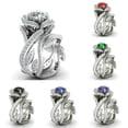 thumbnail image 2 of HOOUN 2pcs/set Flower Multi-color Crystal Rings for Women Wedding 925 Silver Jewelry-9-6# White Stone, 2 of 9