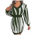 thumbnail image 2 of FcBaudy Robe à Manches Longues Col en V, Robes d'Été pour Femmes, Robes de Mode Décontractées à Manches Longues Col en V Imprimé pour Sorties, 2 of 8
