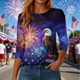 thumbnail image 4 of UngA 250th Anniversary Shirt Womens 3/4 V Neck Sleeve American Flag Shirts 4th of July Summer Shirts Graphic Tops (Purple,L), 4 of 8