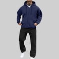 thumbnail image 2 of hotojiny Track Suits for Men 2 Piece Set Full Zip Jacket Workout Hooded Sweatshirt Casual Active Loose Fit Pants Matching Sweatsuit(Navy,3X-Large), 2 of 7