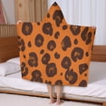 thumbnail image 5 of Orange and Brown Of Leopard Print Hooded Bath Towel，50"x30" for Ages 3 To 12 Kids, Quick Dry Lightweight Soft Microfiber Hood Beach Towel Cover Up for Kids, 5 of 7