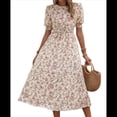 thumbnail image 1 of Vestidos Florales de para Mujer, Estilo Bohemio, Informal, de Verano, con Mangas Abullonadas, Estilo Occidental Albaricoque XL, 1 of 7