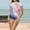 Yellow, variant on Hvot&aat Women's Two Piece Split Swimsuit Crew Neck Short Sleeve Top With BoyShorts Trunks Casual Blouson Print Swimwear