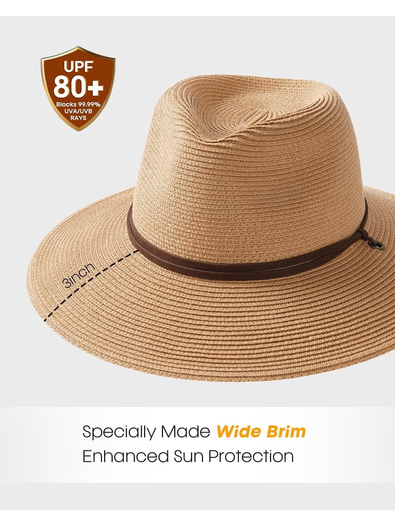 FURTALK Womens Summer Straw Sun Hats Wide Brim Panama Fedora  display picture 2