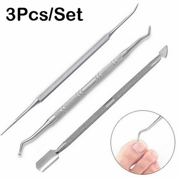 Ingrown Toenail Pedicure Tool Kit 3Pcs Nail Manicure Kit Stainless Steel Nail Care Treatment Silver