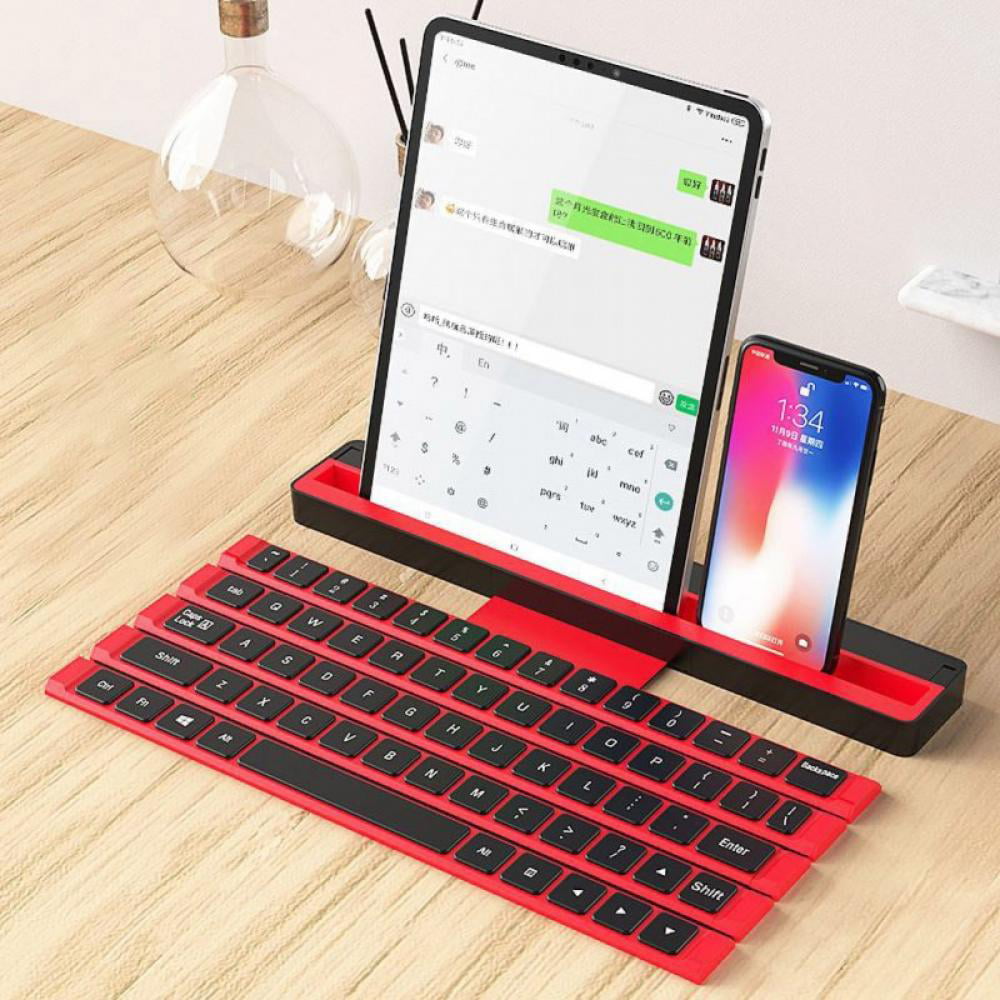 White Folding Wireless Keyboard Multi-System Universal Aluminum Alloy Foldable Multi-Device Connection Silent Office