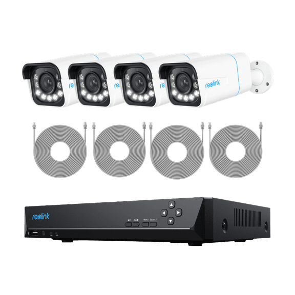 Reolink RLK8-811B4 4K 8MP HD Smart PoE Camera System with 5X Optical Zoom & Spotlights Color Night Vision Support Person/Vehicle AI Detection 8CH NVR 2TB HDD