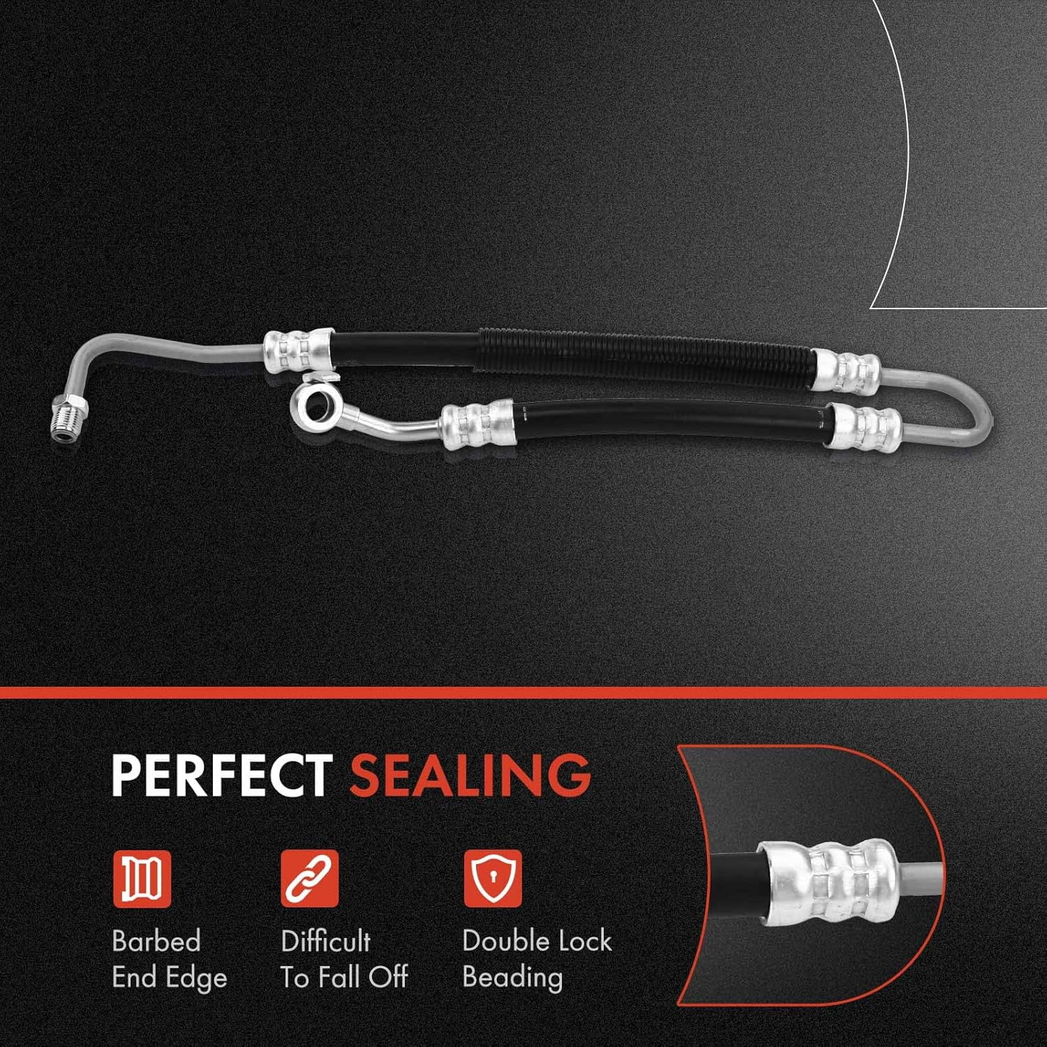 A-Premium Power Steering Pressure Hose Line Assembly Compatible with Toyota Land Cruiser 1993-1997 & Lexus LX450 1996-1997, 4.5L, with Washer, Pump To Rack/Gear