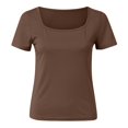 thumbnail image 5 of Plus Size Summer Clothes for Women Short Sleeve Long Sleeve Square Neck T Shirts Tops Tees Tourist Long Shirt Small Shirt V Neck Western Ladies Shirts Laye Tees for Women Loose Tops Yellow L, 5 of 5