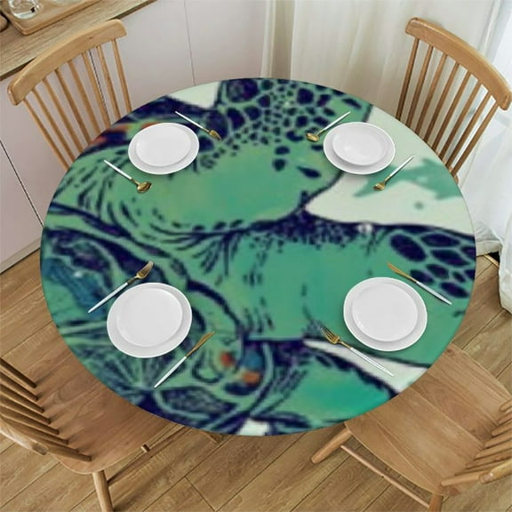 Round Fitted Tablecloth with Umbrella Hole , Outdoor Elastic Table Cover Waterproof Zipper Table Cloths for Patio Picnic Party