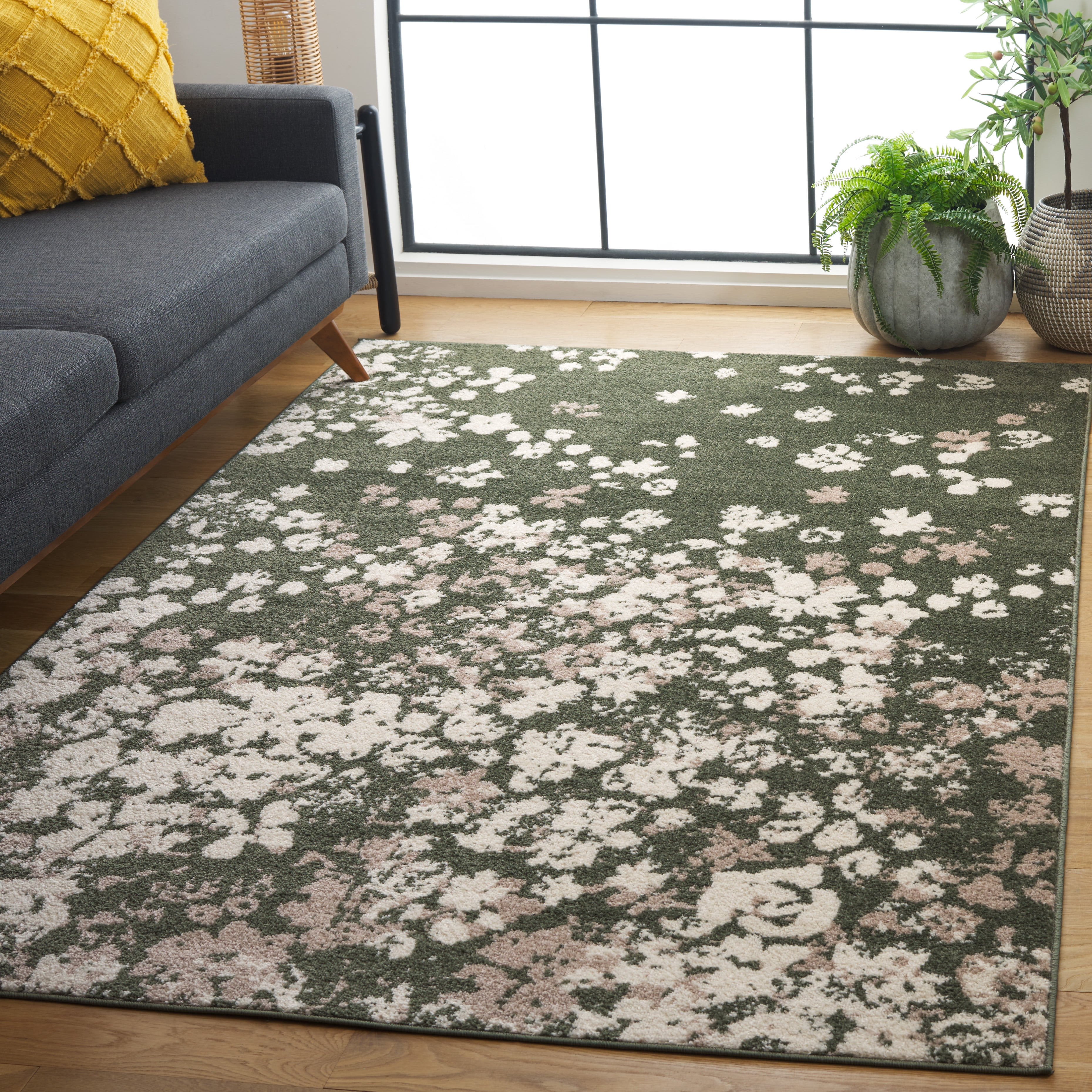SAFAVIEH Adirondack Jermaine Abstract Area Rug, Dark Green/Ivory, 6' x 9'