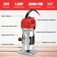thumbnail image 6 of Gewna 800W Compact Wood Router with 1/4" Collet,30000 Rpm , Includes 15 Pcs Bits ,for Trimming, Grooving and Woodworking,Red, 6 of 7