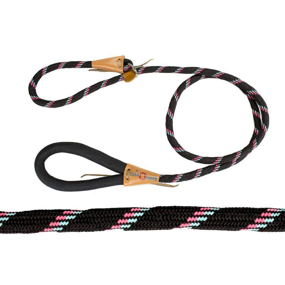 CuteNfuzzy Adjustable Loop Slip Dog Leash with Soft Handle 6 Ft