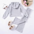 thumbnail image 5 of FYDUU Girls Fall Winter Outfits Girls Outfits 2 Piece Set Soft Knit Hoodie And Pants Casual Fall Spring Toddler Kids Clothes Ribbed Texture Wear 2-3 Years, 5 of 9