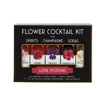Love Cocktail - Floral Elixir Flower Cocktail Kit, Love Potions - 5 Floral Syrups for Drinks
