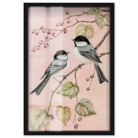 Winter's Tiny Guests Shadowbox Print Natures Art Prints by Art Remedy, Black Frame, 10 x 15