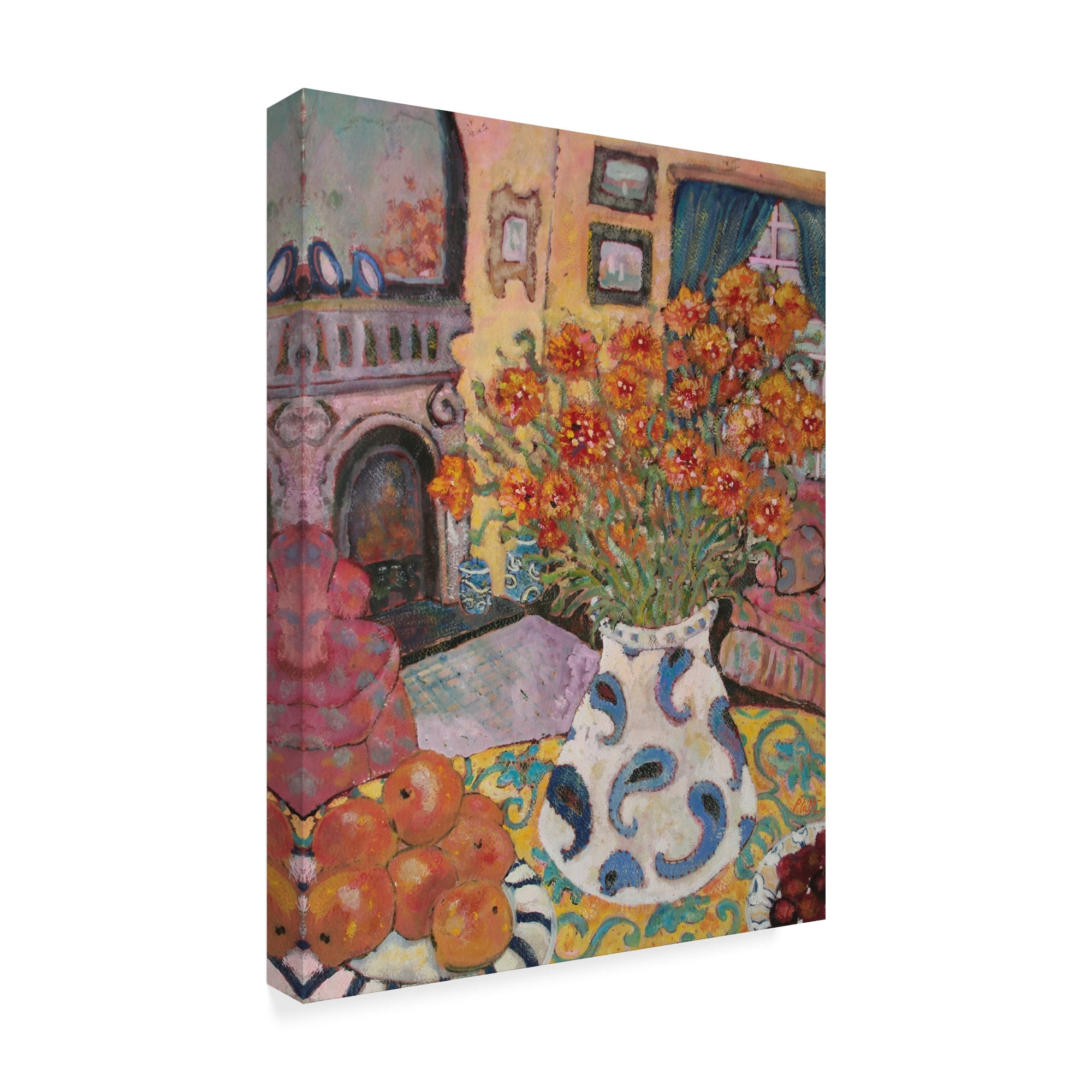 Trademark Fine Art 'Orange Straw Flowers' Canvas Art by Lorraine Platt