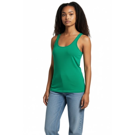 Ambar Women's Basic Plain Top With Thick Straps, Green,S - US