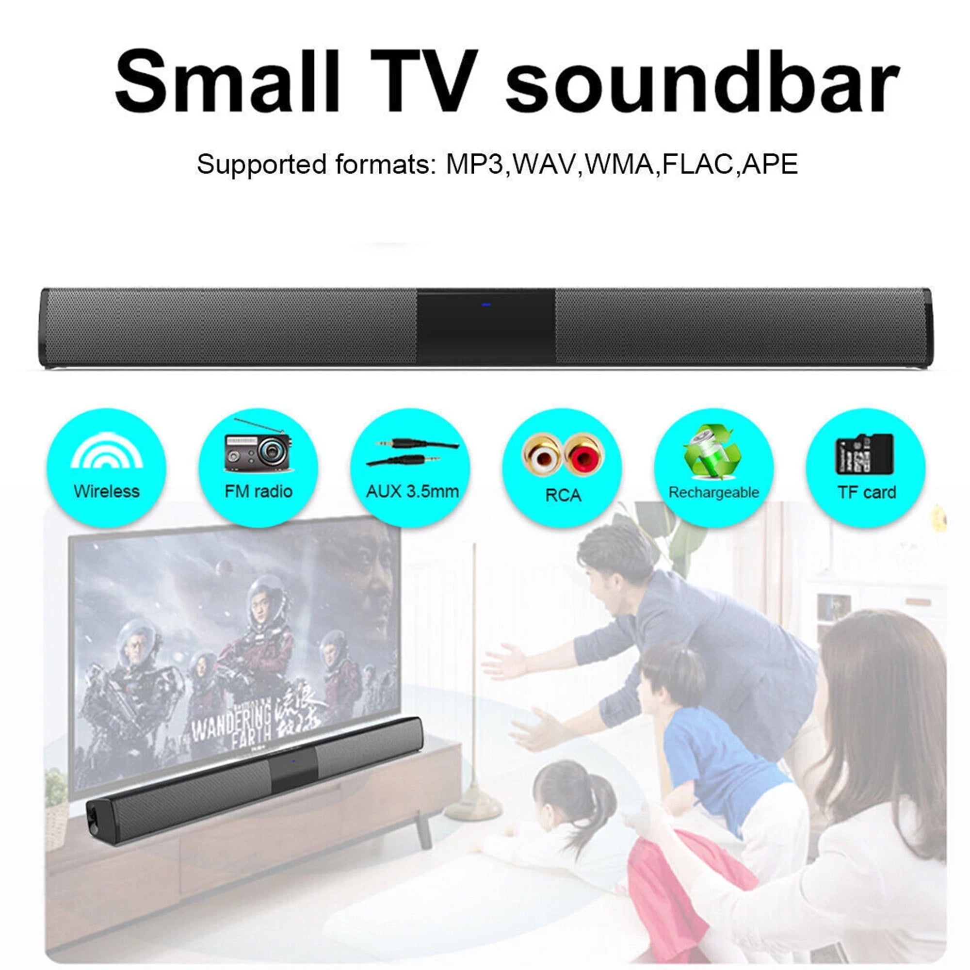 Portable Bluetooth Speaker with FM Radio, TF Card Reader, and RCA Input - 20W Stereo Sound, 3.5H Playtime, Type-C Charging, Built-in Antenna, Remote Control Included