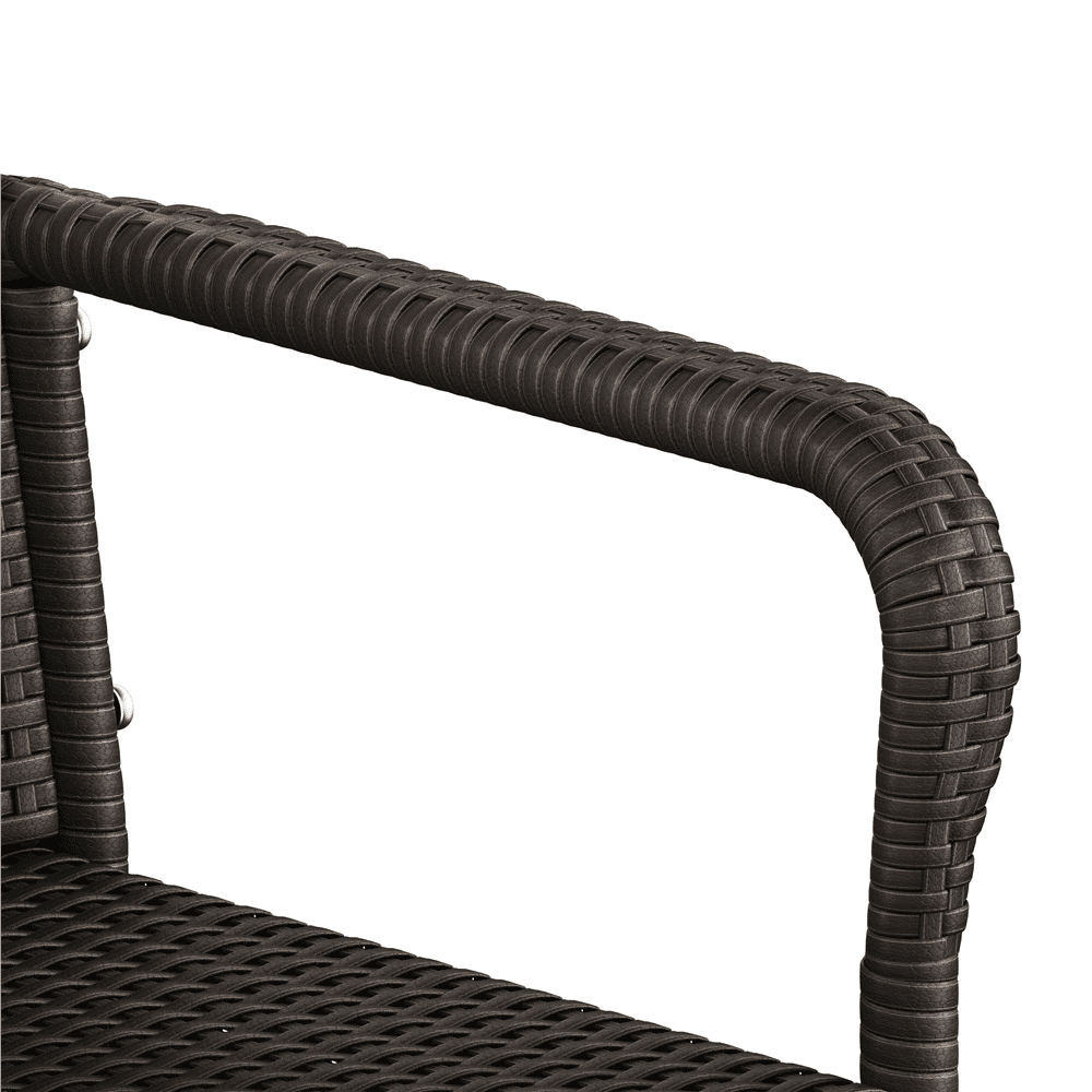 Renwick PE Rattan Patio Bar Stools with Cushions, Set of 2, Brown/Beige