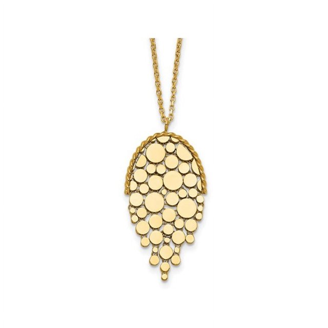 14K Yellow Gold Drop Polished Pendant Necklace with Chain