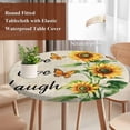 thumbnail image 3 of Sunflower Round Tablecloth 45-54 Inch Round Fitted Table Cloth with Elastic Edge, Watercolor Summer Botanical Butterfly Waterproof Table Cover Protector for Outdoor Picnic Party Dining, 3 of 6