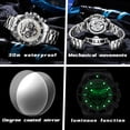 thumbnail image 5 of OLEVS Automatic Watches for Men Skeleton Self Winding Mechanical Fashion Dress Chronograph Moon Phase Stainless Steel Waterproof Luminous Mens Wrist Watches Gift Reloj Para Hombre, 5 of 16