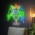thumbnail image 3 of Handmadetneonsign Parrots Drinking Margarita Neon Light, Margarita Parrot Led Light, Parrot, 3 of 5
