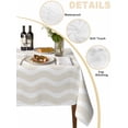 thumbnail image 2 of Cream Moire Table Cloth, Water Ripple Stripe Farmhouse Waterproof Tablecloth for Rectangle Tables, Reusable Washable Fabric Table Cover for Restaurant Kitchen Dining Tables 52"x70", 2 of 6