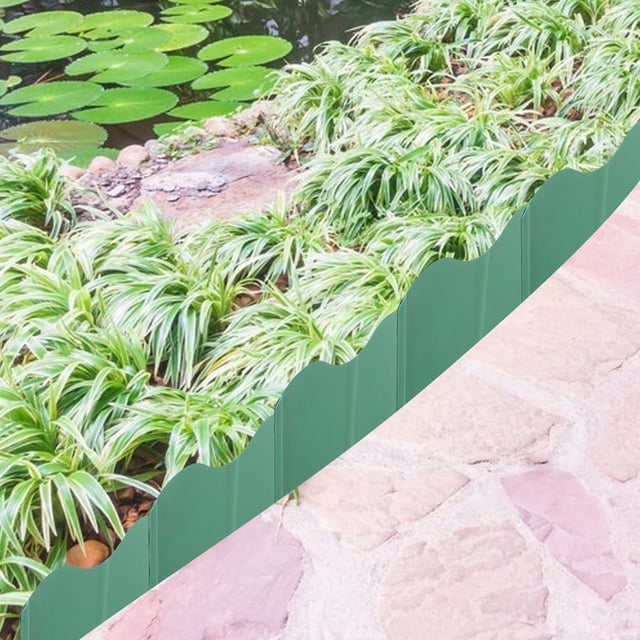 OUNONA 20Pcs Landscape Border Edging Green Plastic Garden Fence for Pathway and Lawn Decoration
