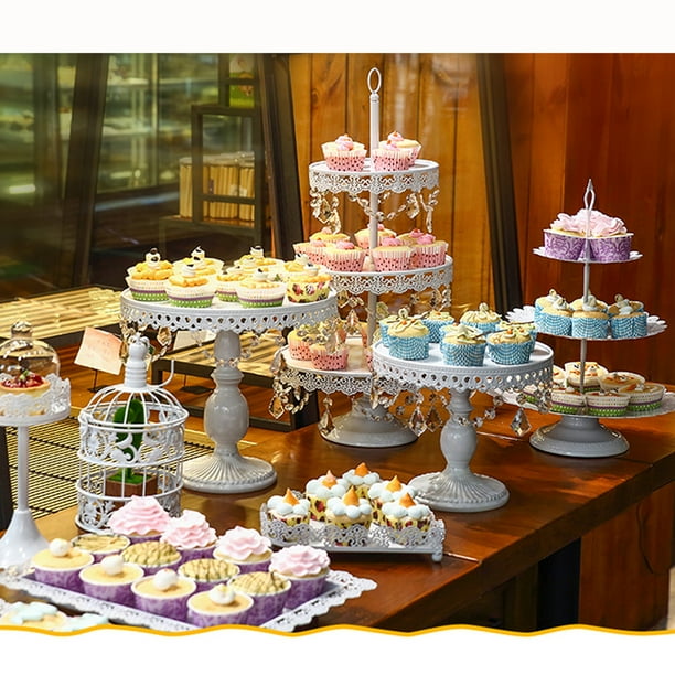 Set of 12 Cake Stands Iron Cupcake Holder Fruits Dessert Display Plate
