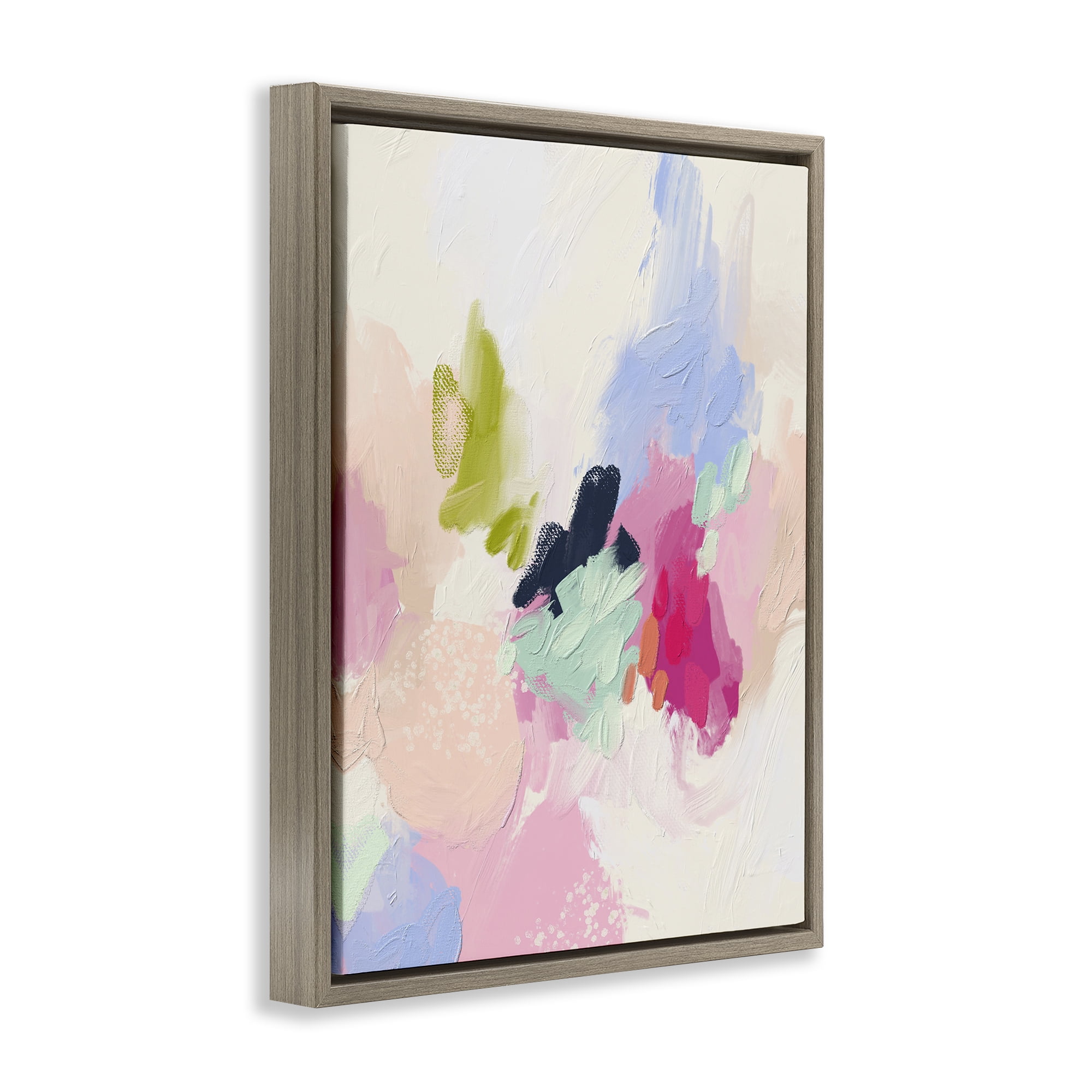 Stupell Industries Pastel Abstract Paint Strokes Abstract Painting Brown Floater Framed Canvas Art Print Wall Art, 25 x 31