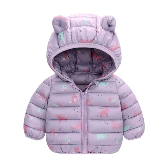 Toddler Kids Baby Boys Girls Fashion Cute Cartoon Dinosaur Pattern Windproof Padded Clothes Jacket Hooded Coat
