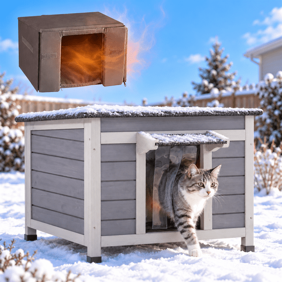Aivituvin Insulated Outdoor Cat House, Cat Shelter with Insulated Liner, Winter Cat Shelter Outdoor