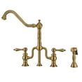 thumbnail image 2 of Whitehaus Twisthaus Plus Bridge Faucet with Long Traditional Swivel Spout, Lever Handles and Solid Brass Side Spray, 2 of 5