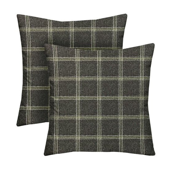 RSH Décor Indoor Outdoor Set of 2 Pillows 24" x 24", Brandin Twilight Grey Plaid