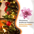 thumbnail image 2 of Moyic 10 piezas de flores artificiales de Navidad con purpurina Poinsettia diseño hueco flor falsa DIY artesanía boda hogar Kits de decoración para fiestas rosa Moyic HA008610-07, 2 of 6