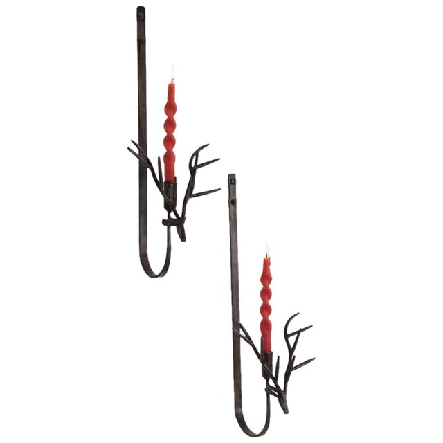 Juego de apliques de pared Black Forest Decor Huntsman Rustic Metal