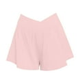 thumbnail image 4 of Comdrip Running Shorts for Women, Ladies' Butterfly Shorts with Pocket Sports Shorts 2 in 1 Elegant Running Shorts Casual Shorts Ruffle Shorts Women Light Pink M, 4 of 5