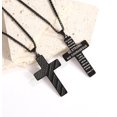 thumbnail image 2 of 2PCS Cross Necklace Bracelet Set 26 Inch Stainless Steel Necklace Adjustable Natural Stone Bracelet Men'S Holiday Jewelry Gift, 2 of 8