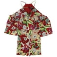 thumbnail image 1 of Guess Mujer Aurora Ruffle Romper Mono, Rojo, Grande, 1 of 2