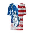 thumbnail image 4 of Itsame 4th of July Shirts Women Independence Day Short T-Shirt Sleeve American Flags Printed Short Sleeve Top, V-Neck White, 4 of 5