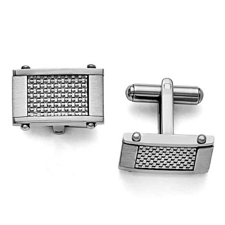 Stainless Steel Grey Carbon Fiber Rectangle Cuff Links