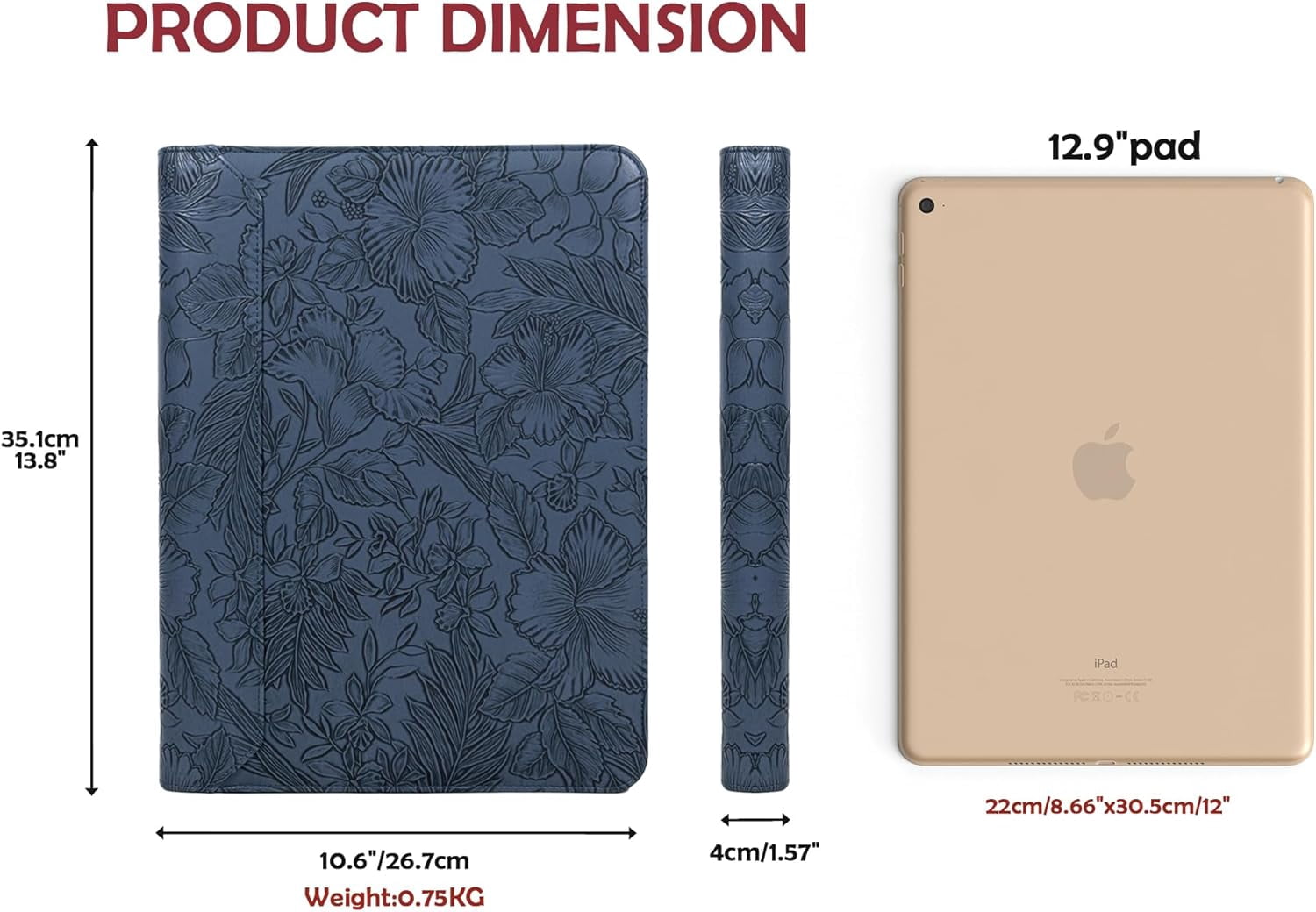 Leather Padfolio for Women,Zippered Padfolio with 3 Ring Binder,Business Portfolio Organizer for Women with A4 Writing Pad Holder, Document Organizer for Meeting/Interview