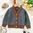 thumbnail image 4 of Toimothcn Toddler Infant Boys Sweater Casual Patchwork Color Button Up Knit Sweaters Long Sleeve V Neck Warm Soft Loose Fit Pullover Knitted Sweater Lovely Boy'S Clothing, 4 of 5